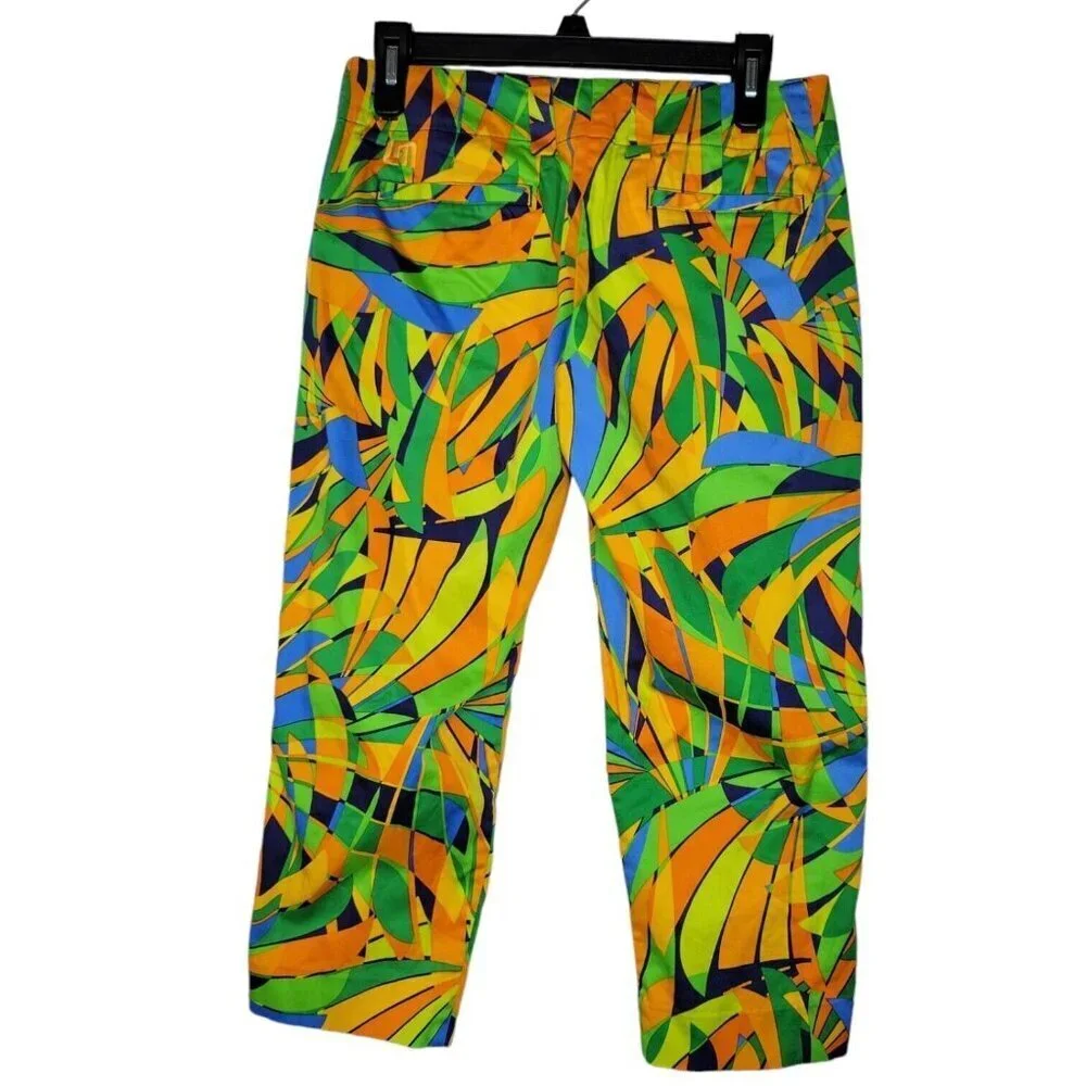 Loudmouth Golf Pants Womens 2 All Over Print Geometric Crop Capri AOP Golf Artsy - Picture 3 of 14